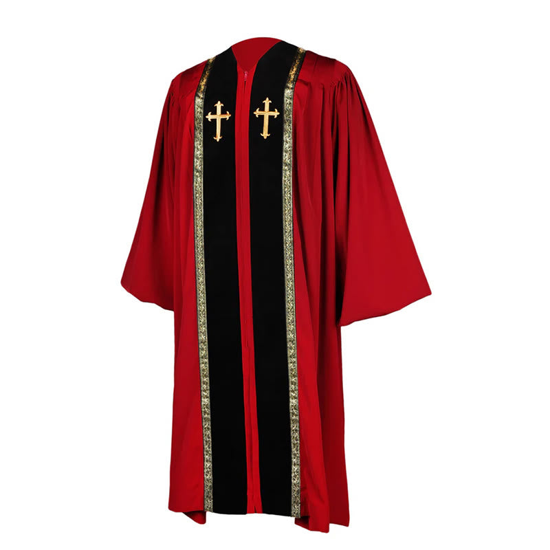 Christianartworkshop Traditional Multi-Color Church Clergy Robe with Gold Cross & Decorative - image 4