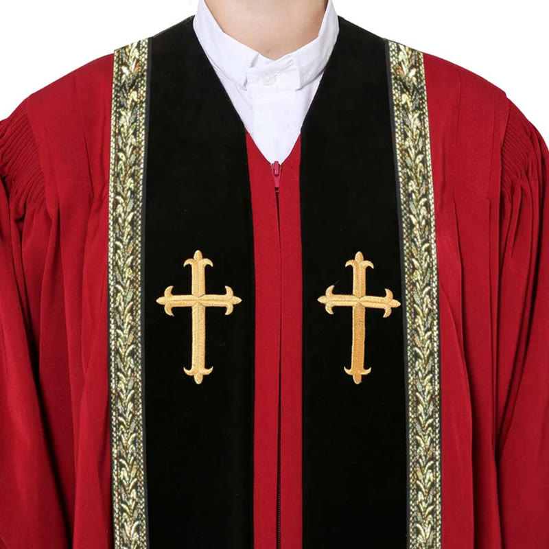 Christianartworkshop Traditional Multi-Color Church Clergy Robe with Gold Cross & Decorative - image 3