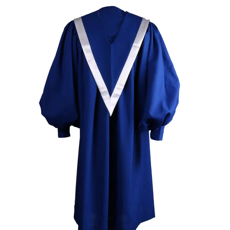 Christianartworkshop Elegant Ceremonial Blue Clergy Robe with White V-Neck Trim & Cross - image 6