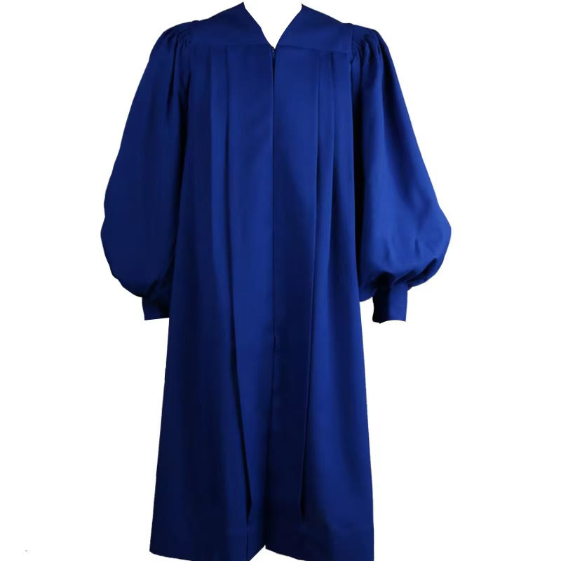 Christianartworkshop Elegant Ceremonial Blue Clergy Robe with White V-Neck Trim & Cross - image 4