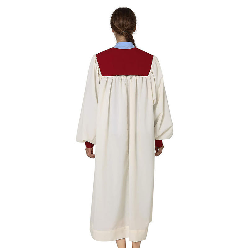 Christianartworkshop Distinctive White Church Clergy Robe with Red Collar & Cross Emblem - image 7