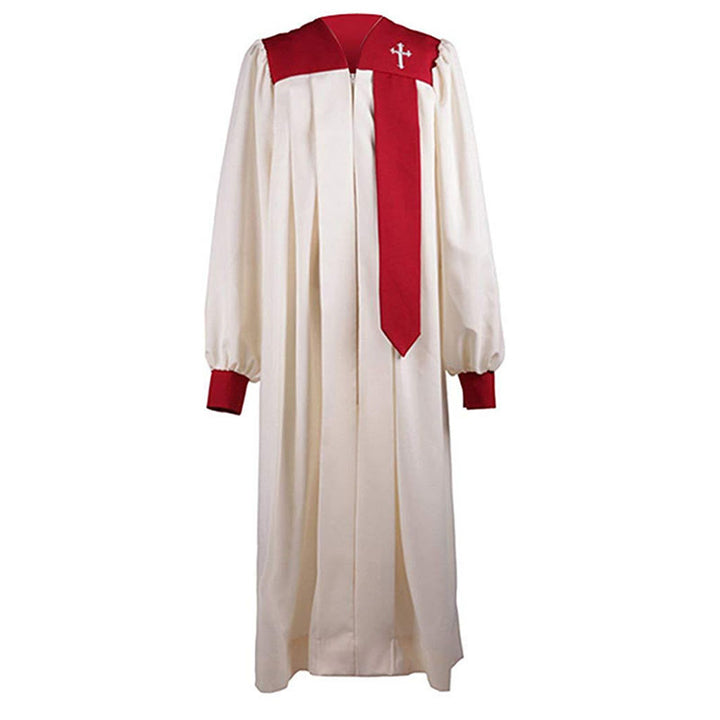 Christianartworkshop Distinctive White Church Clergy Robe with Red Collar & Cross Emblem - image 4