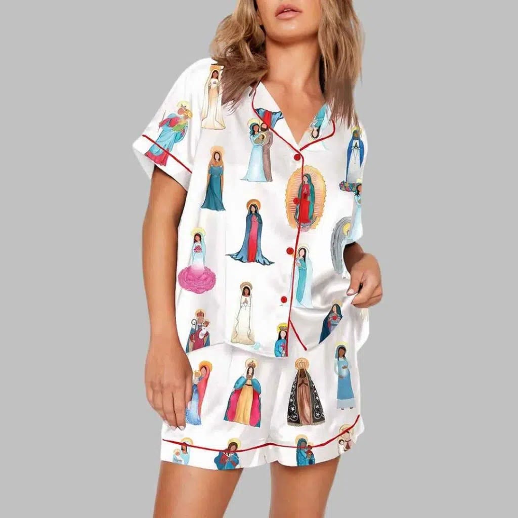 Christianartworkshop Our Lady of Guadalupe Catholic Home Pajama Set: Sleep Wrapped in Sacred Grace - 3XL - Short Sleeve - image 0