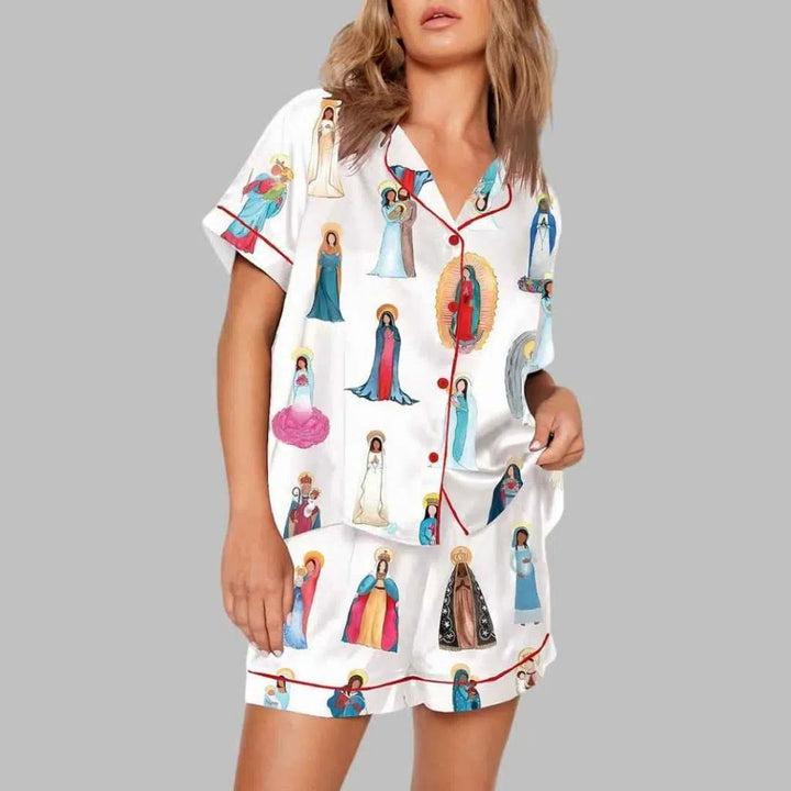 Christianartworkshop Our Lady of Guadalupe Catholic Home Pajama Set: Sleep Wrapped in Sacred Grace - 3XL - Short Sleeve - image 0