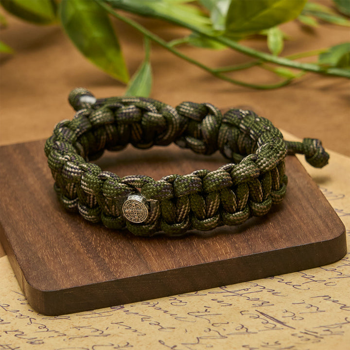 Christianartworkshop Vintage Style Durable Handcrafted Paracord St. Benedict Faith Bracelet - image 3