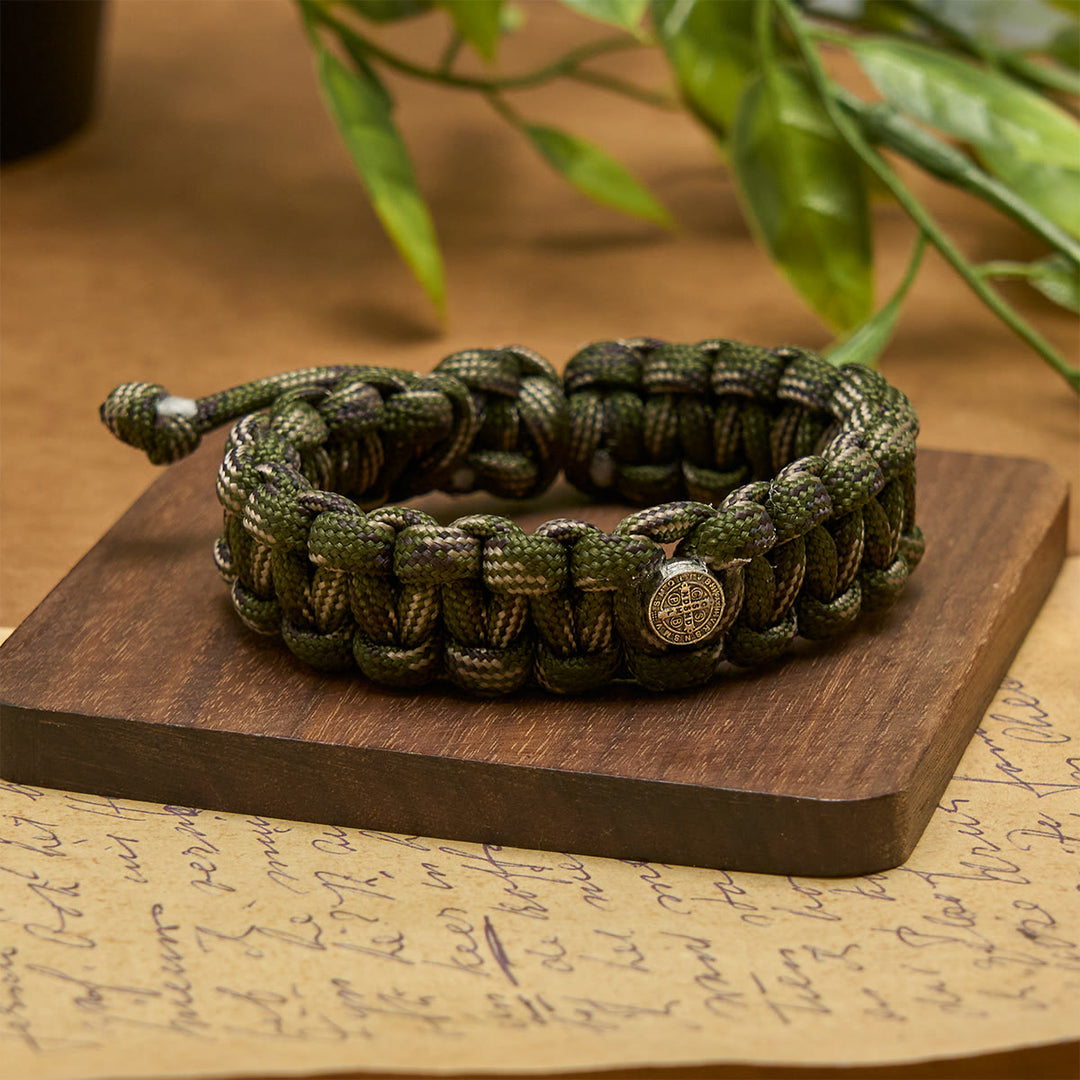 Christianartworkshop Vintage Style Durable Handcrafted Paracord St. Benedict Faith Bracelet - image 4
