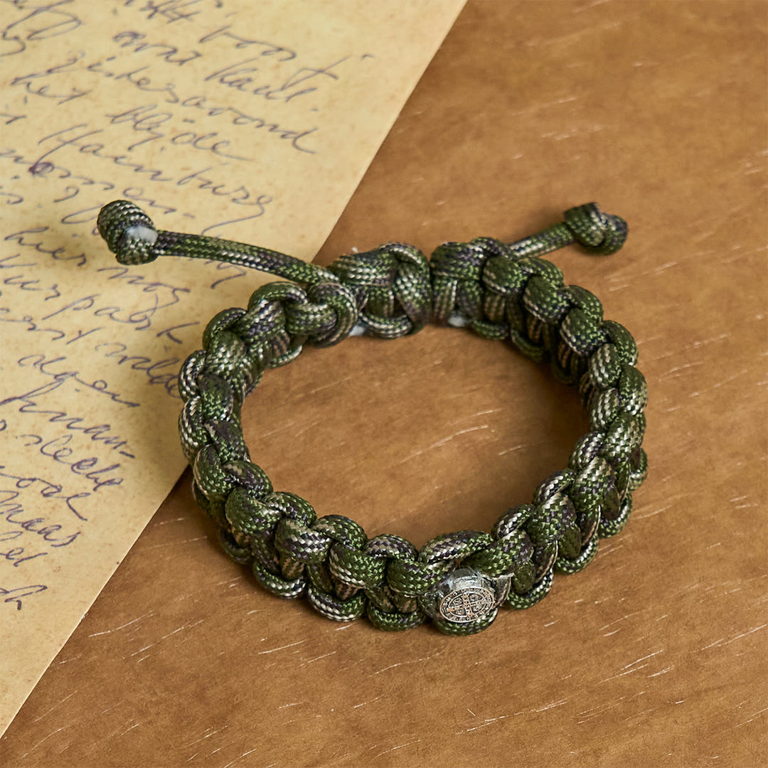 Christianartworkshop Vintage Style Durable Handcrafted Paracord St. Benedict Faith Bracelet - image 6