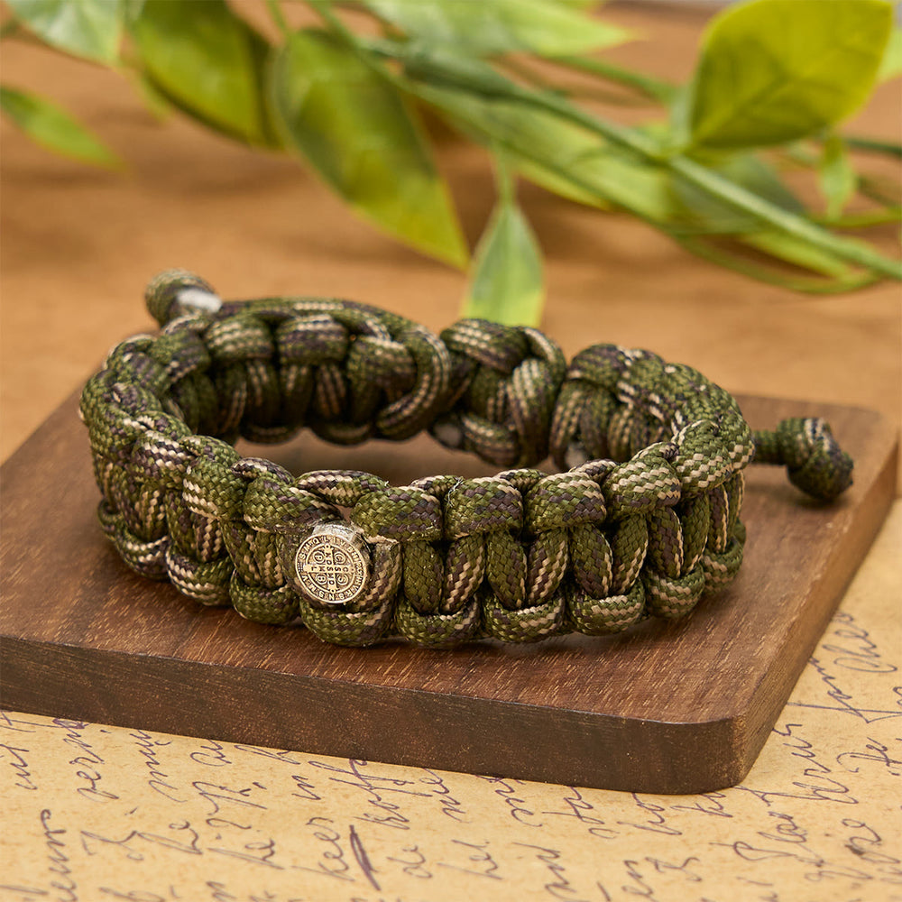 Christianartworkshop Vintage Style Durable Handcrafted Paracord St. Benedict Faith Bracelet - image 2