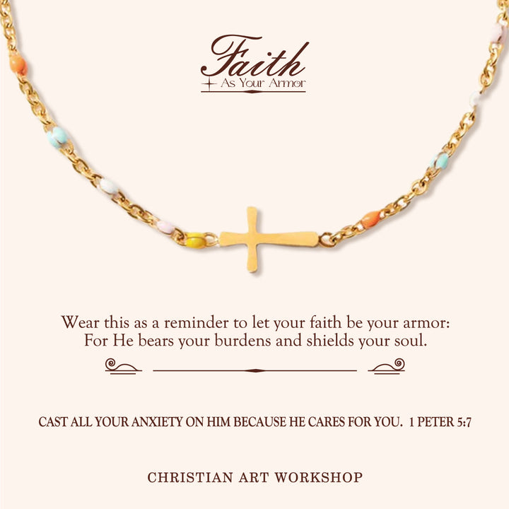 Christianartworkshop FAITH AS YOUR ARMOR: Delicate Minimalist Cross Bracelet