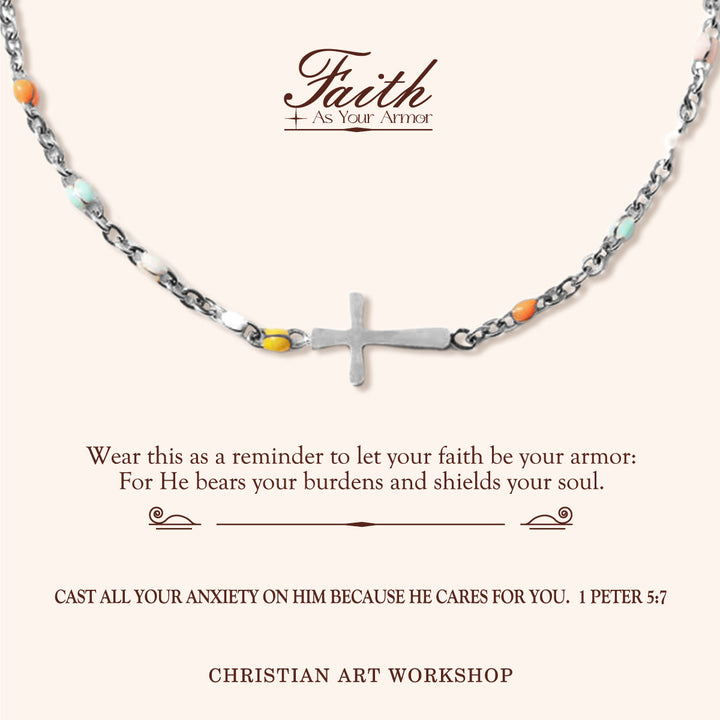Christianartworkshop FAITH AS YOUR ARMOR: Delicate Minimalist Cross Bracelet - FAITH AS YOUR ARMOR-Silver - image 1