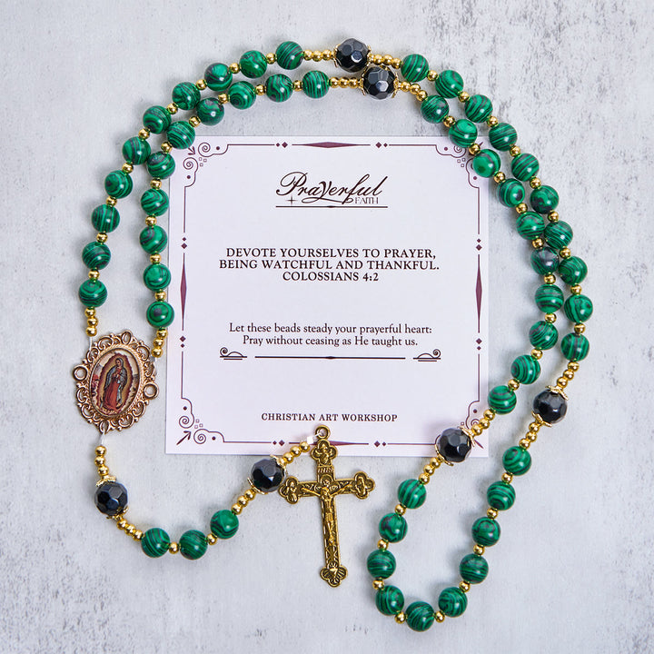 Christianartworkshop Jesus Is The Gift: Malachite Green Rosary with Miraculous Medal - PRAYERFUL FAITH - image 3