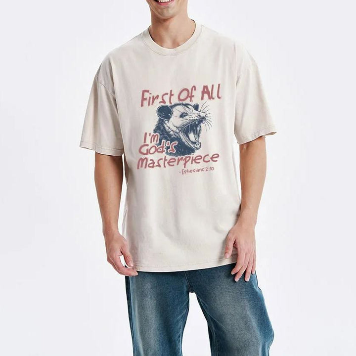 Christianartworkshop First Of All I'm God's Masterpiece Christian Washed T-Shirt