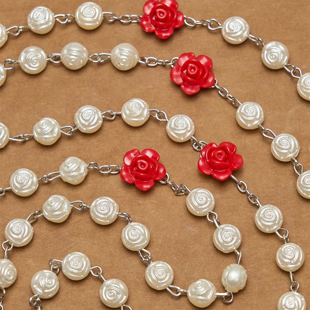 FREE Today: Graceful White and Red Rose Beads Rosary with Blessing Crucifix & Our Lady - image 6