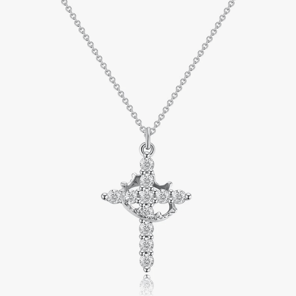 FREE Today: Modern Crowned in Faith Cross Necklace and Earrings - Necklace - Silver - image 2