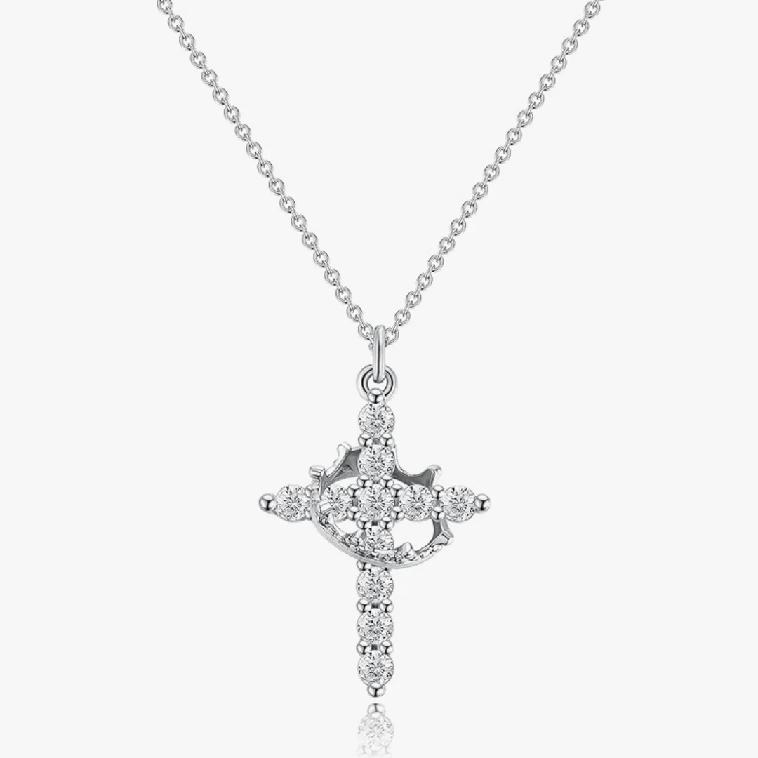 FREE Today: Modern Crowned in Faith Cross Necklace and Earrings - Necklace - Silver - image 2