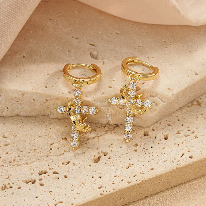 FREE Today: Modern Crowned in Faith Cross Necklace, Earrings - Earrings - Golden - image 14