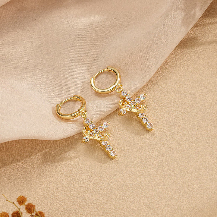 Christianartworkshop Modern Two-Tone Crowned in Faith Cross Necklace and Earrings - image 12