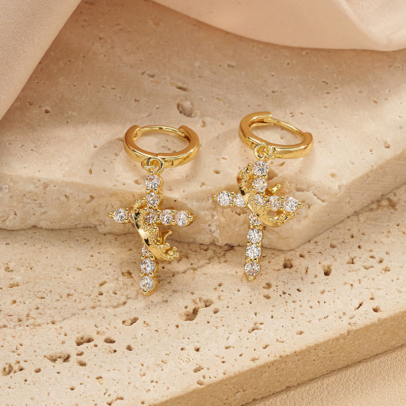 FREE Today: Modern Crowned in Faith Cross Necklace and Earrings - Earrings - Golden - image 8