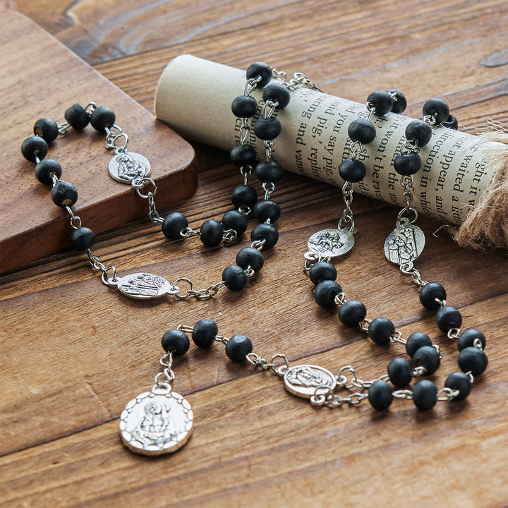 FREE Today: Olive Wood Seven Sorrows Rosary Featuring Our Lady Medal: Divine Devotion in Every Bead