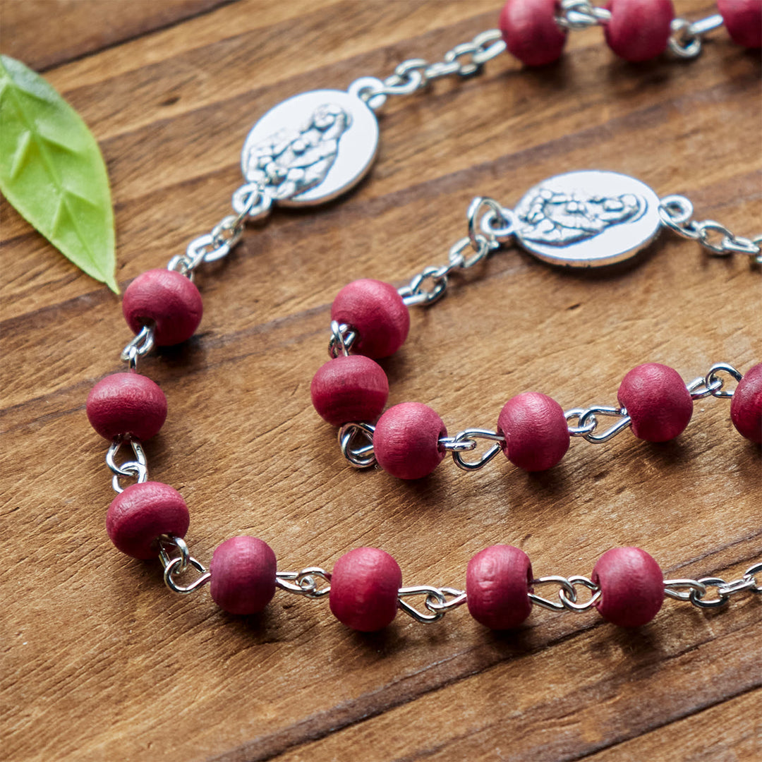 FREE Today: Olive Wood Seven Sorrows Rosary Featuring Our Lady Medal: Divine Devotion in Every Bead