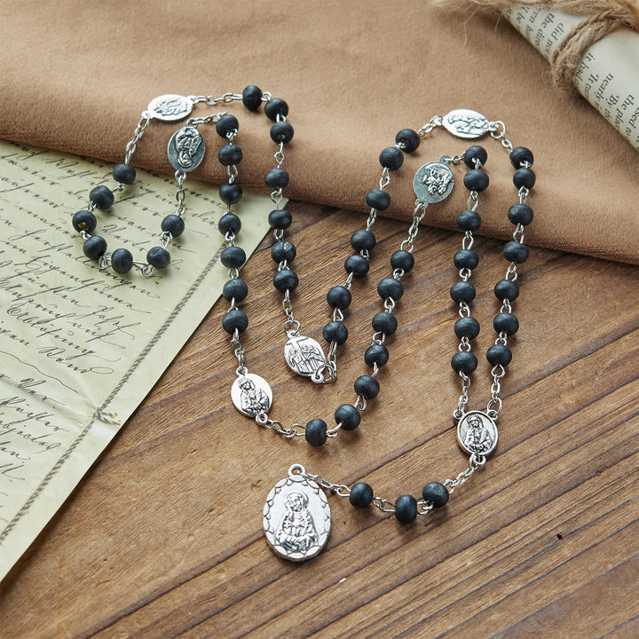 FREE Today: Olive Wood Seven Sorrows Rosary Featuring Our Lady Medal: Divine Devotion in Every Bead