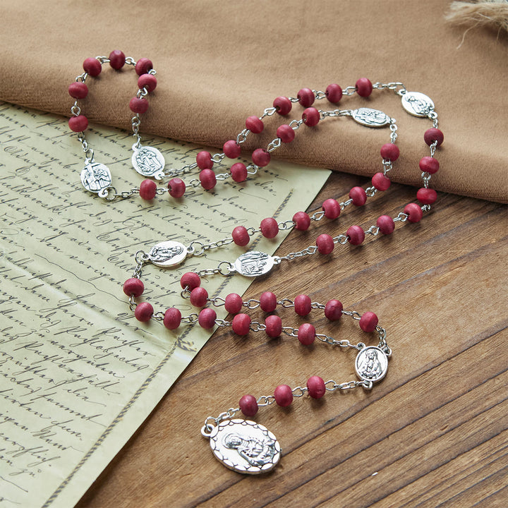 FREE Today: Olive Wood Seven Sorrows Rosary Featuring Our Lady Medal: Divine Devotion in Every Bead