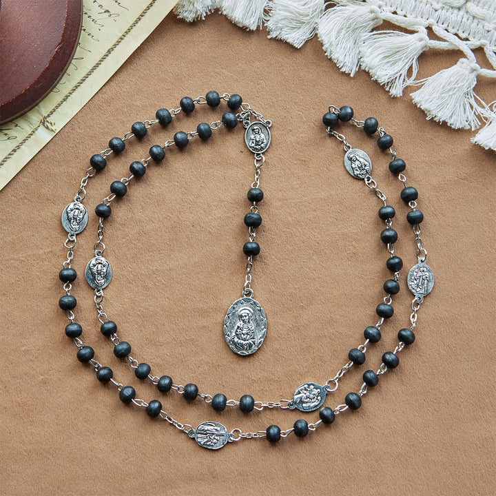 FREE Today: Olive Wood Seven Sorrows Rosary Featuring Our Lady Medal: Divine Devotion in Every Bead