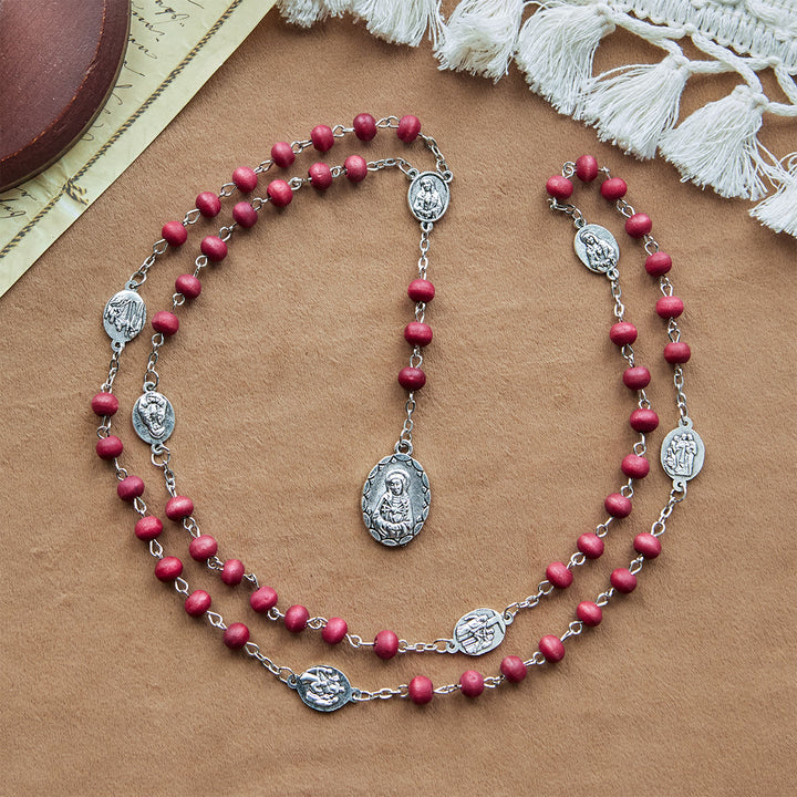 FREE Today: Olive Wood Seven Sorrows Rosary Featuring Our Lady Medal: Divine Devotion in Every Bead