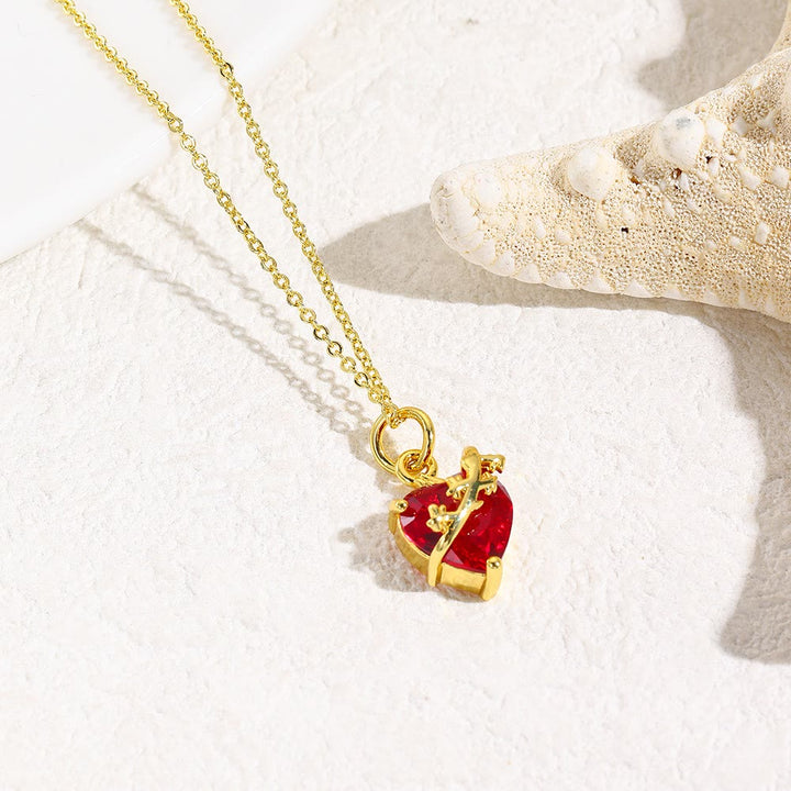FREE Today: Christian Art Modern Style Crafted Red Gemstones Sacred Heart of Jesus Pendant Necklace