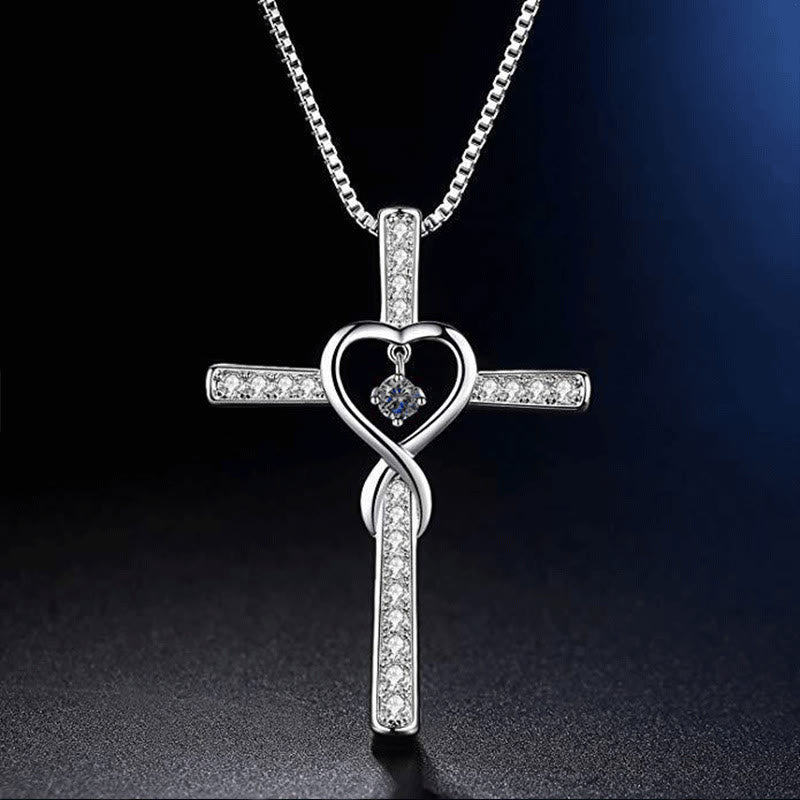 Christianartworkshop 12-Month Birthstone Cross Necklace with Heart Design and Sparkling Accents - December - image 13
