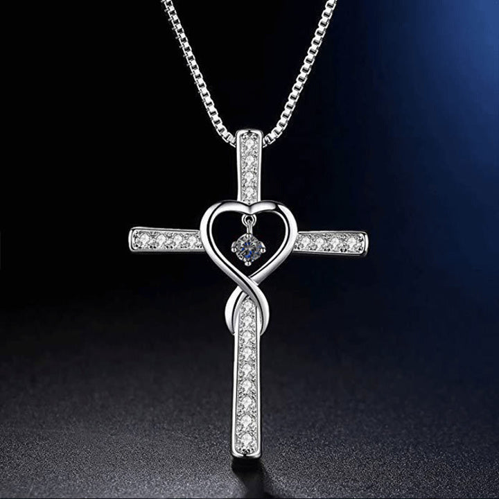 Christianartworkshop 12-Month Birthstone Cross Necklace with Heart Design and Sparkling Accents - December - image 13