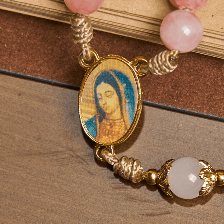 FREE Today: Handmade Pink Persian Jade Rosary with Brass Crucifix and Our Lady Charm - image 6