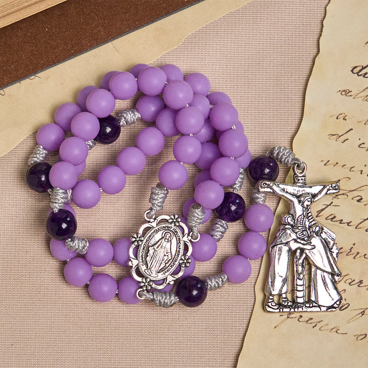 FREE Today: Mystic Purple Matte Rosary Adorned with Crucifix Scene and Miraculous Medal - image 5