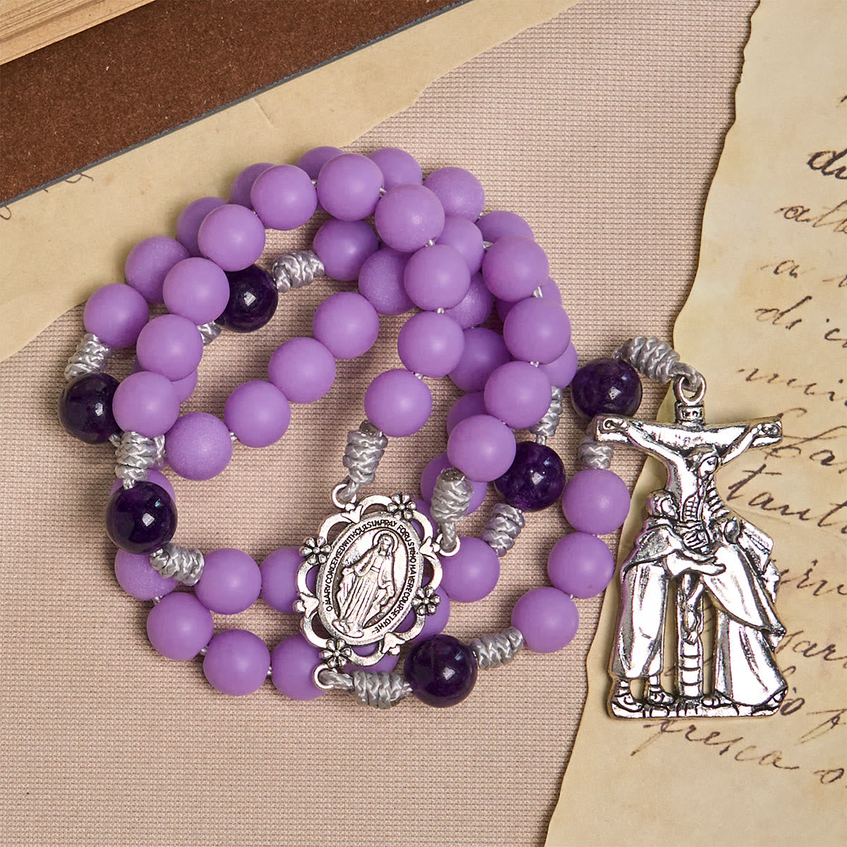 Christianartworkshop Lavender Matte Rosary Adorned with Crucifix
