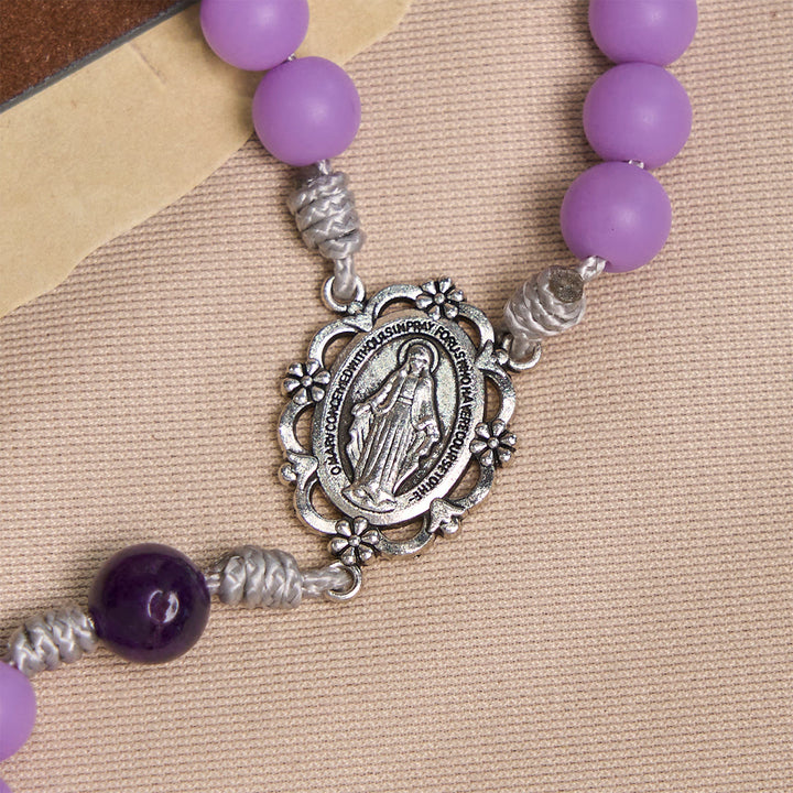 FREE Today: Mystic Purple Matte Rosary Adorned with Crucifix Scene and Miraculous Medal - image 6