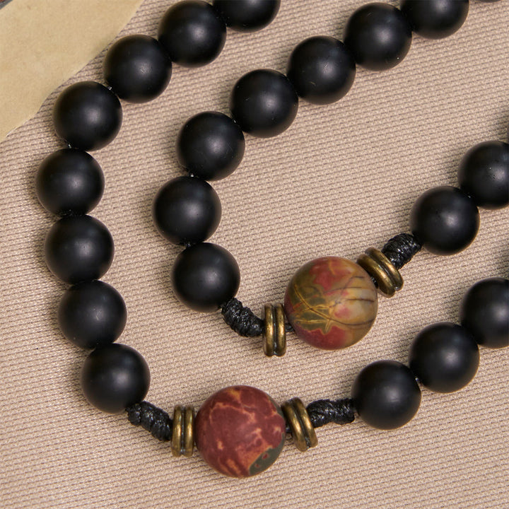 Christianartworkshop Handcrafted Matte Black and Earth-Tone Rosary Featuring St. Benedict - image 8