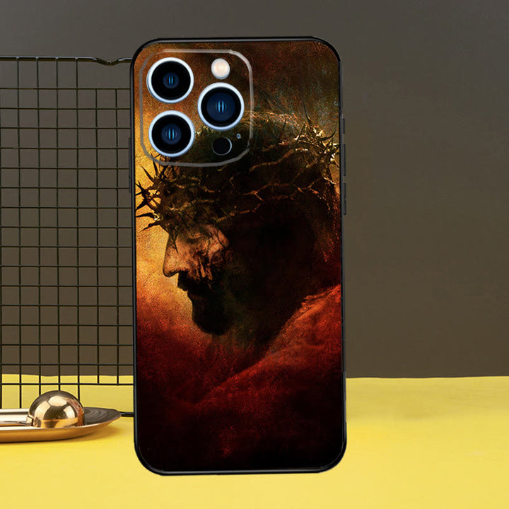 Christianartworkshop Sacred Jesus Portrait Phone Case: A Divine Guardian for Your Device - Sacred Thorns - 16plus - image 4