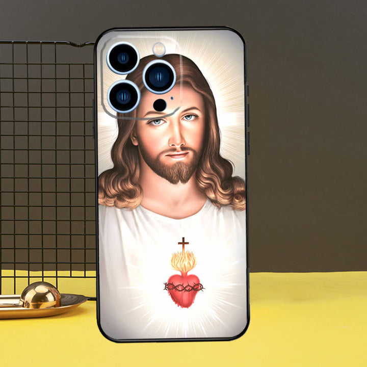 Christianartworkshop Sacred Jesus Portrait Phone Case: A Divine Guardian for Your Device - Light Savior - 16plus - image 6