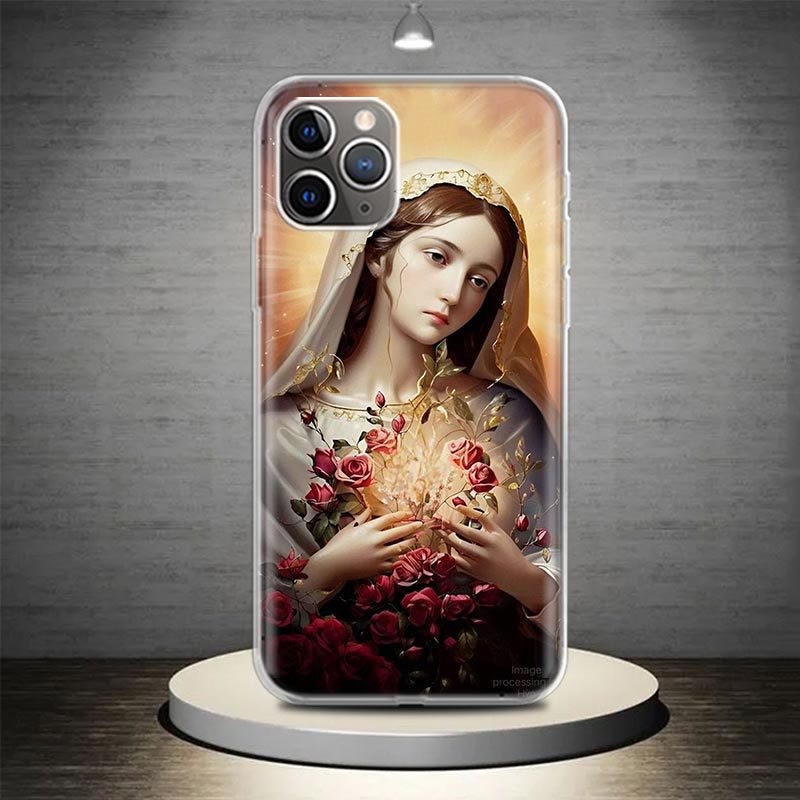 Christianartworkshop Blessed Our Lady Phone Case: Spiritual Elegance for Your Device - Rose Divine - iPhone 13 Pro - image 5