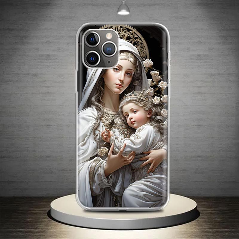 Christianartworkshop Blessed Our Lady Phone Case: Spiritual Elegance for Your Device - Sacred Bloom - iPhone 13 Pro - image 4
