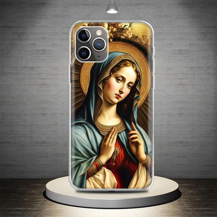 Christianartworkshop Blessed Our Lady Phone Case: Spiritual Elegance for Your Device - Golden Grace - iPhone 13 Pro - image 3