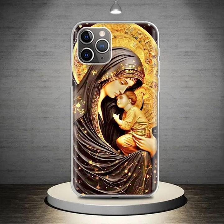 Christianartworkshop Blessed Our Lady Phone Case: Spiritual Elegance for Your Device - Madonna Embrace - iPhone 13 Pro - image 10