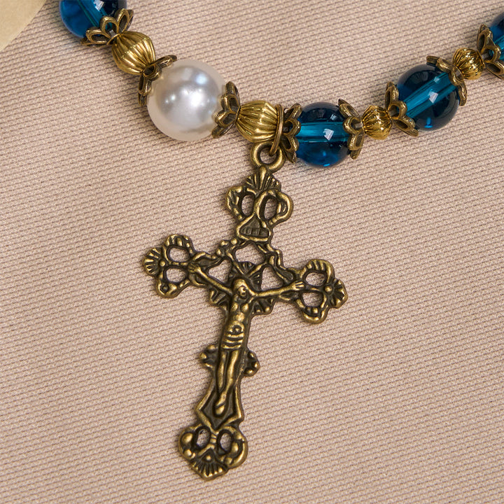 FREE Today: Spiritual Blue Gloss Bead Bracelets Featuring Sacred Brass Crucifix - image 5