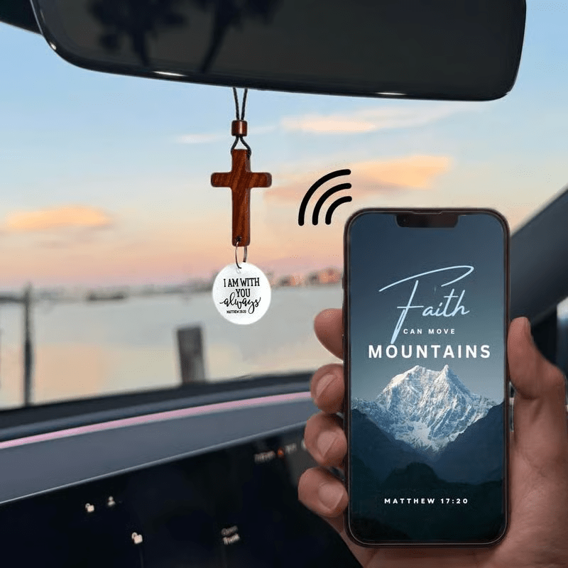 Christianartworkshop Bible Verse Car Hanging Cross Ornament: Scan for a Bible Verse Every Day - image 3