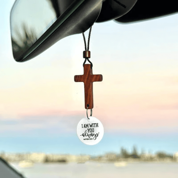 Christianartworkshop Bible Verse Car Hanging Cross Ornament: Scan for a Bible Verse Every Day - White - image 0