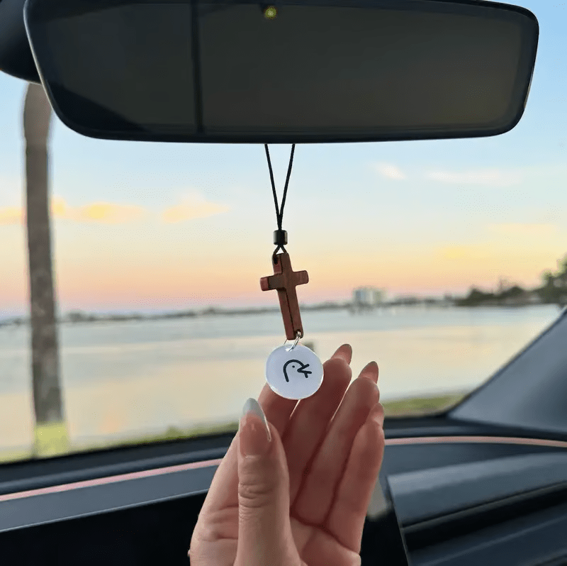 Christianartworkshop Bible Verse Car Hanging Cross Ornament: Scan for a Bible Verse Every Day - image 2