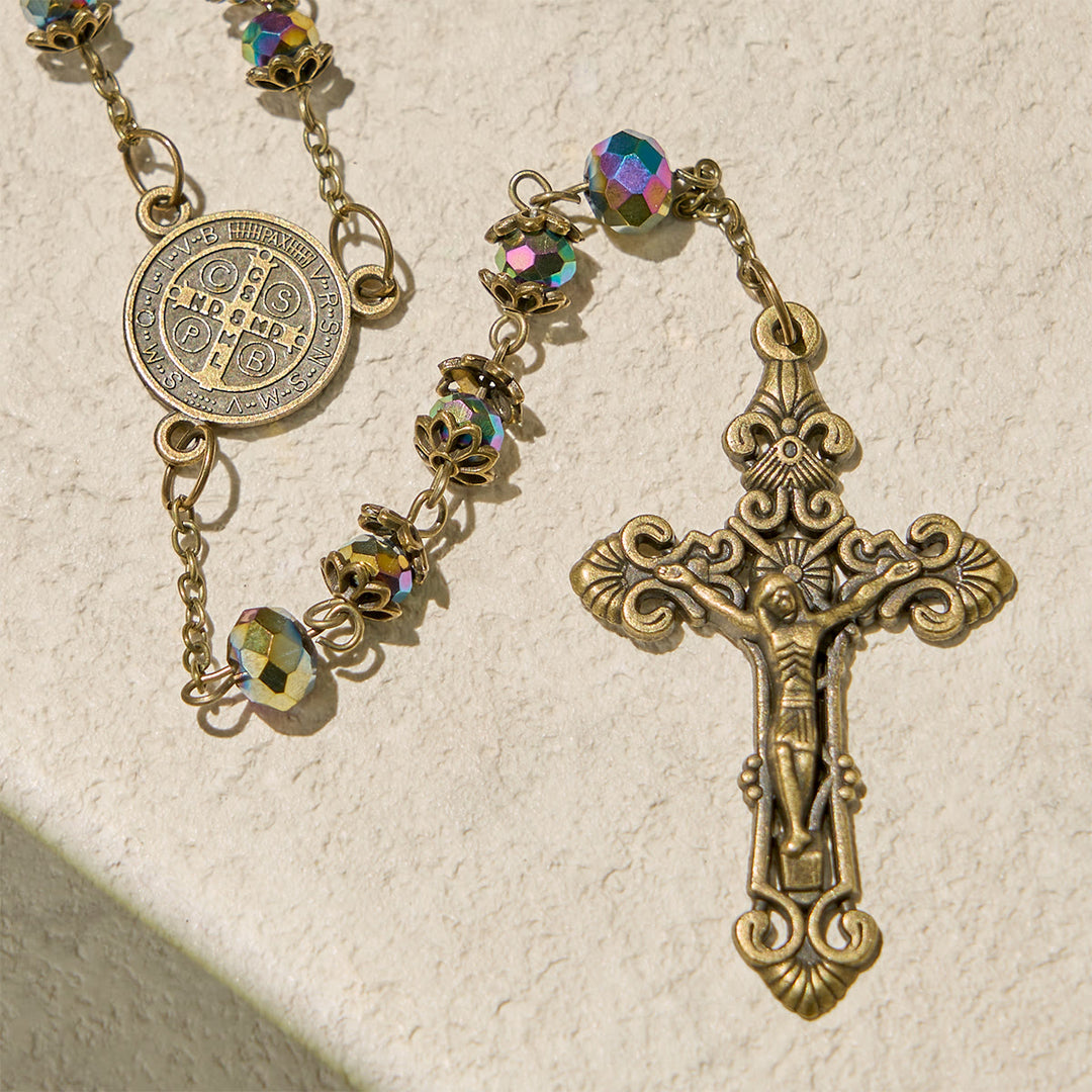 FREE Today: Faithful Hematite Rosary Featuring Bronze Crucifix and Saint Benedict Charm - image 3
