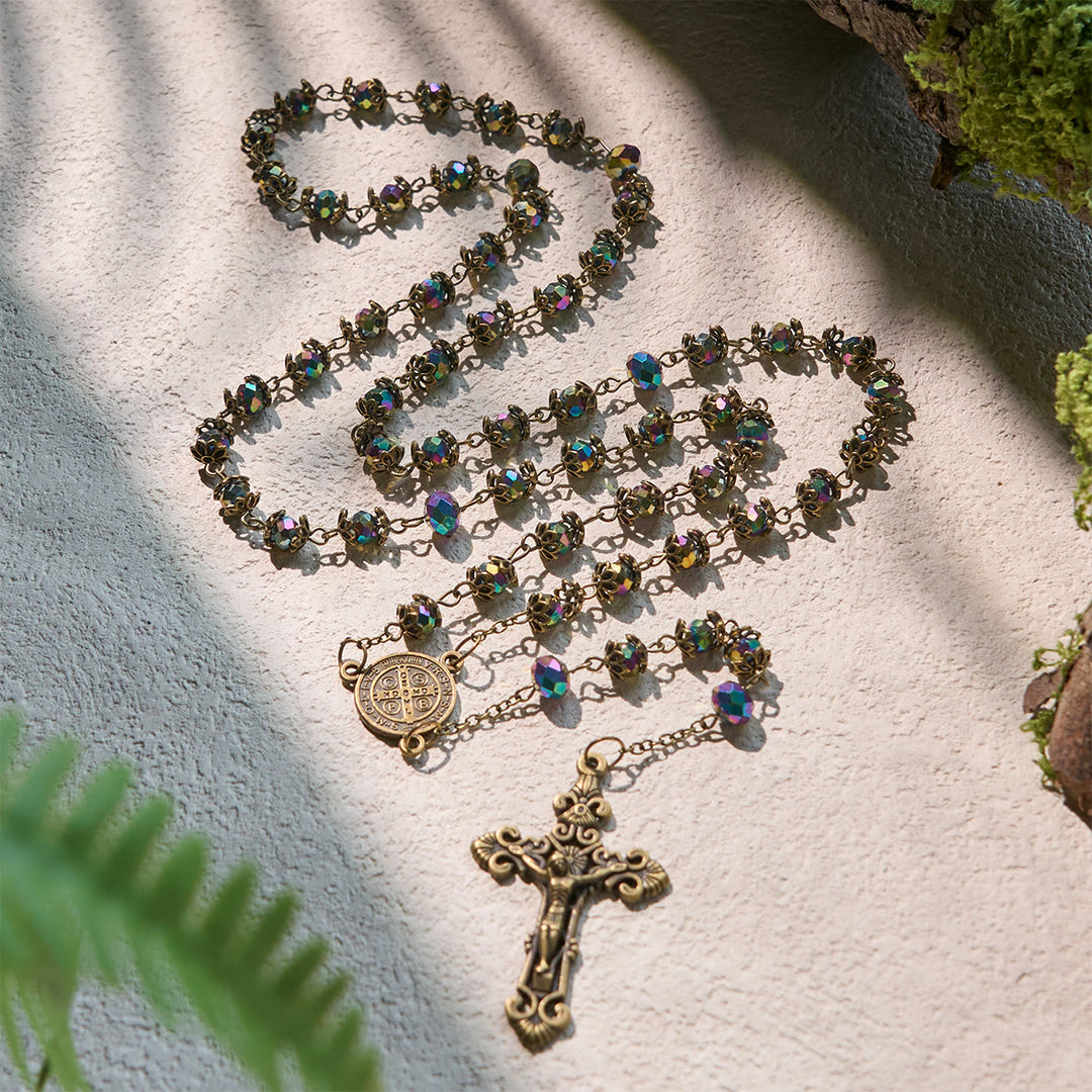 FREE Today: Faithful Hematite Rosary Featuring Bronze Crucifix and Saint Benedict Charm - image 3
