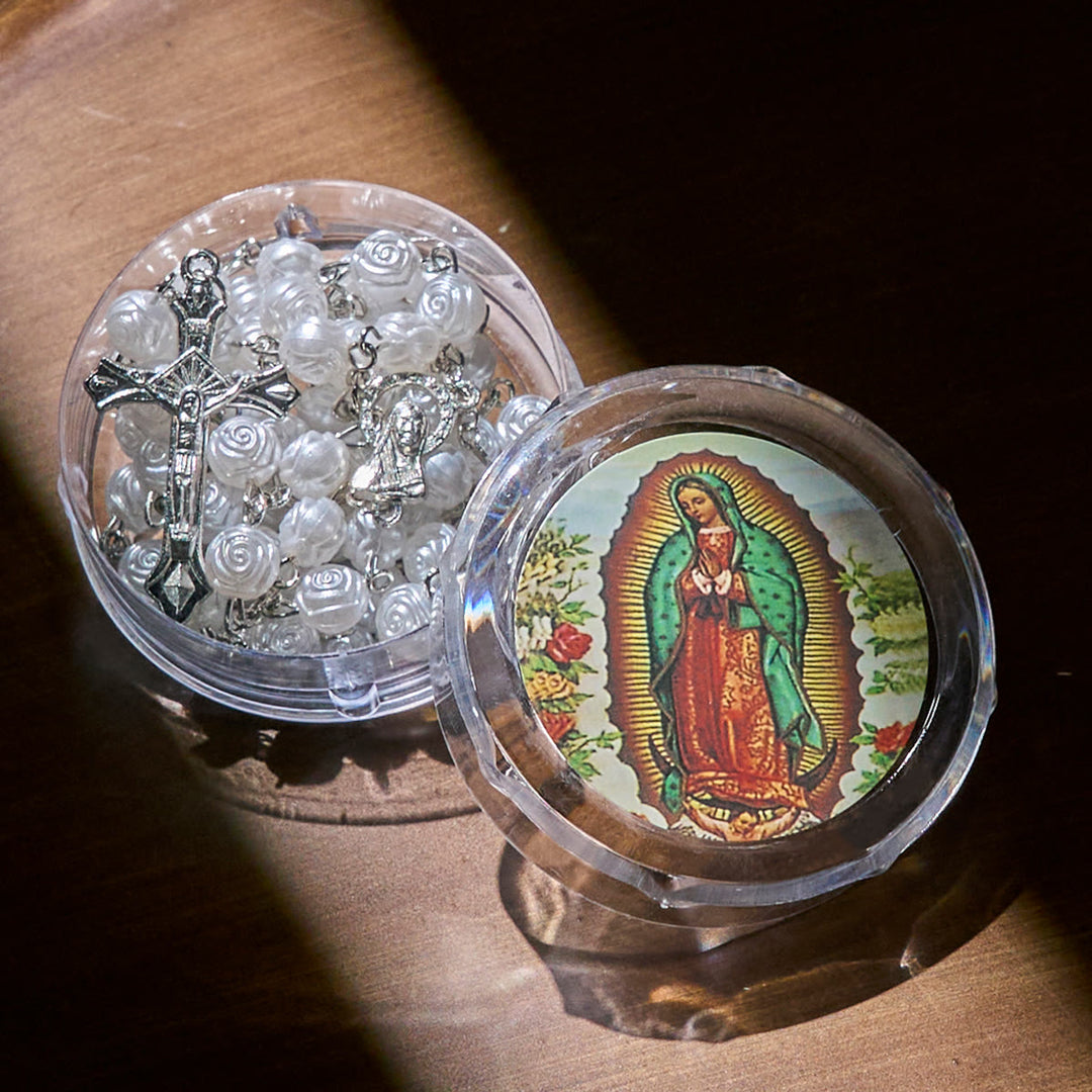 FREE Today: Elegant White Rose Devotional Beads Rosary with Our Lady Box for Blessings - image 6