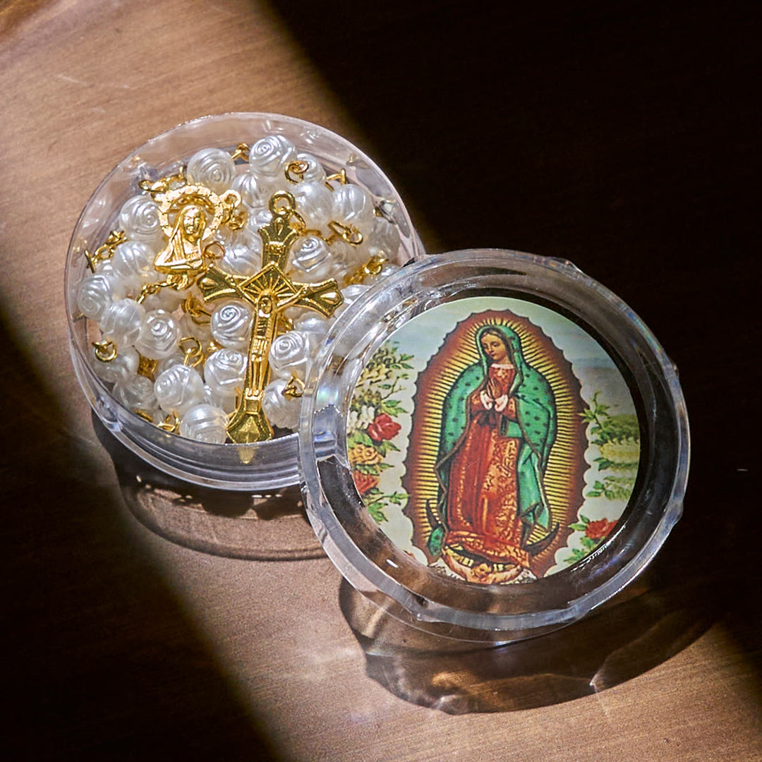 FREE Today: Elegant White Rose Devotional Beads Rosary with Our Lady Box for Blessings - image 5